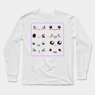 Kawaii Emoji Faces Long Sleeve T-Shirt